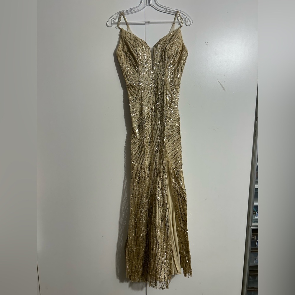 Windsor Gold Sequin Prom Dress